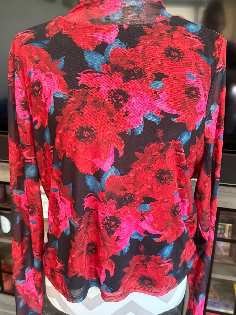 Bar III Red Knit Top with Black Trim